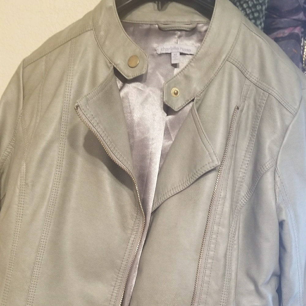 Super cute pale green leather jacket